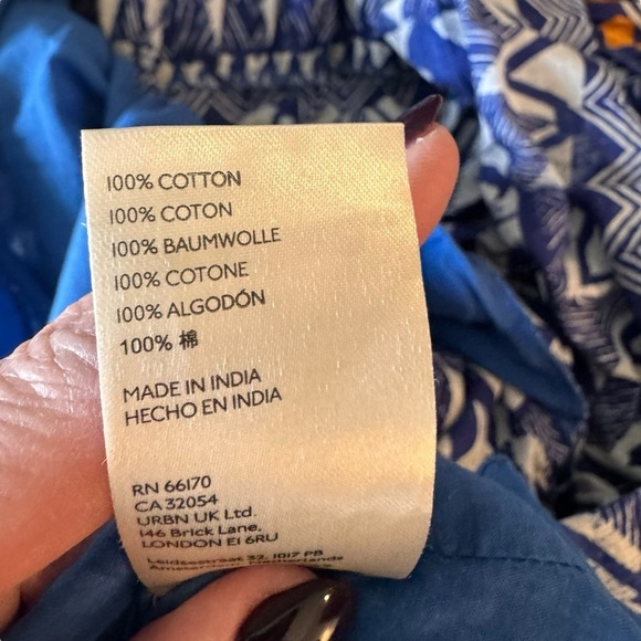 Anthropologie - Diaz Tiered Abstract Maxi Dress Blue White Boho Print Size SP - Picture 8 of 11